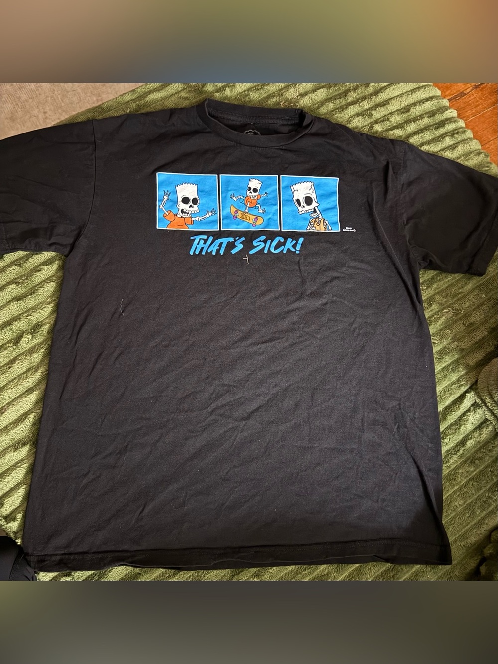 The Simpsons Mens Black Graphic Tee "That's Sick!"  Size L Large
